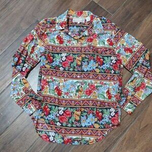 Vintage Westbound S apple print floral colorful button down shirt farm